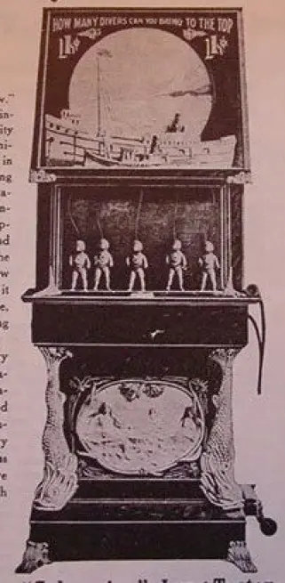 Raise the divers with your vital capacity. This is from a catalog of the era, none are known to exist today but a replica was built recently for a collector.